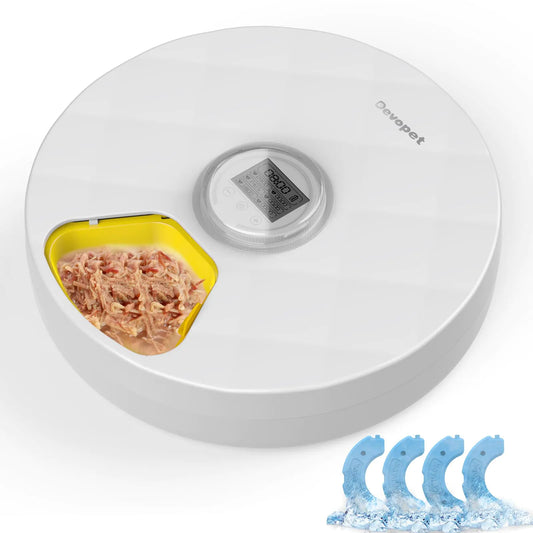 Devopet Automatic Cat Feeder Wet Food 6 Meals Cordless